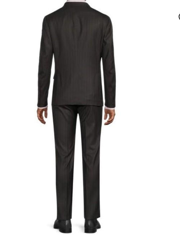 New $5750 ISAIA Men’s Striped Wool & Silk Suit Charcoal 44R US/54R Eu  Italy