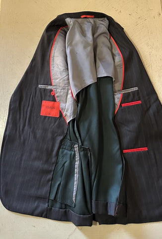 New $5750 ISAIA Men’s Striped Wool & Silk Suit Charcoal 44R US/54R Eu  Italy