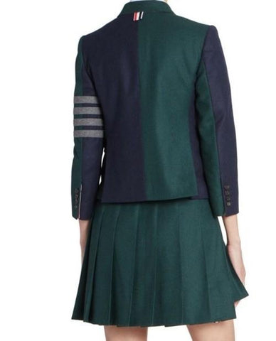 New $2690 Thom Browne Women Funmix Colorblocked Wool Sport Jacket 46/10 Italy