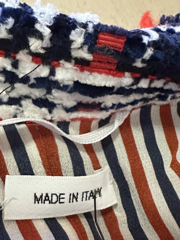 New $4900 Thom Browne Women Plaid Tweed Jacket RED WHITE BLUE 42/6 Italy