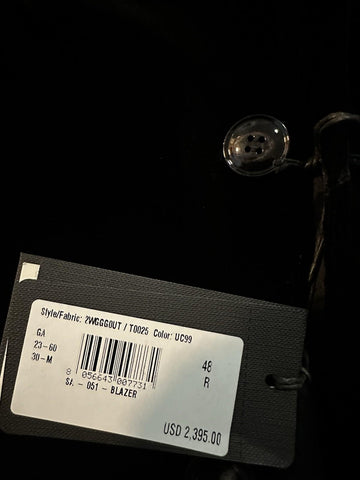 Giorgio Armani Men Velvet Sport Coat Jacket Blazer Black 38 US/48 Eu NWT $2395