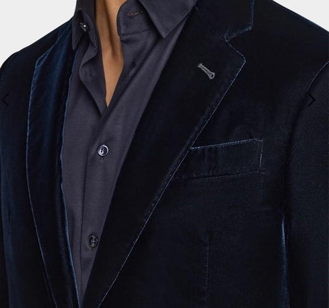 Giorgio Armani Men Velvet Sport Coat Jacket Navy /Blue 42S US/52S Eu NWT $2395