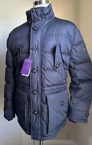 Ralph Lauren Purple Label RLX Faux Fur Hooded Trim Down Puffer Jacket Navy L New