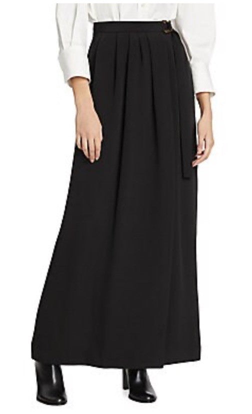 New $3900 Loro Piana Athina Cady Wrap Maxi Skirt Black 44/10 Italy