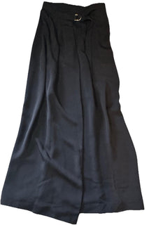 New $3900 Loro Piana Athina Cady Wrap Maxi Skirt Black 44/10 Italy