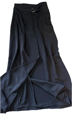 New $3900 Loro Piana Athina Cady Wrap Maxi Skirt Black 44/10 Italy