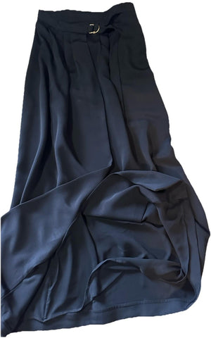 New $3900 Loro Piana Athina Cady Wrap Maxi Skirt Black 44/10 Italy