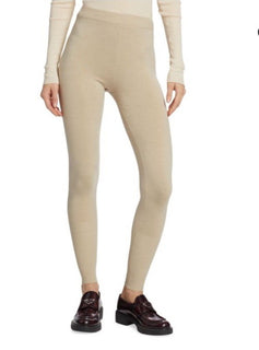 New $1800 Loro Piana Stretch-Virgin Wool Slim Fit Leggings NATURAL MELANGE S