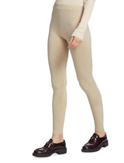 New $1800 Loro Piana Stretch-Virgin Wool Slim Fit Leggings NATURAL MELANGE S
