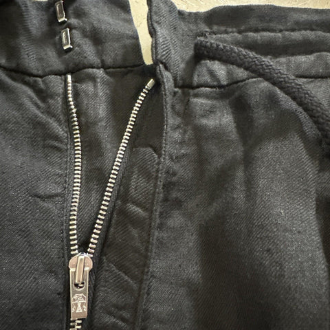 NWT $1250 Brunello Cucinelli Men Linen Drawstring Pants Black 36 US/52 Eu