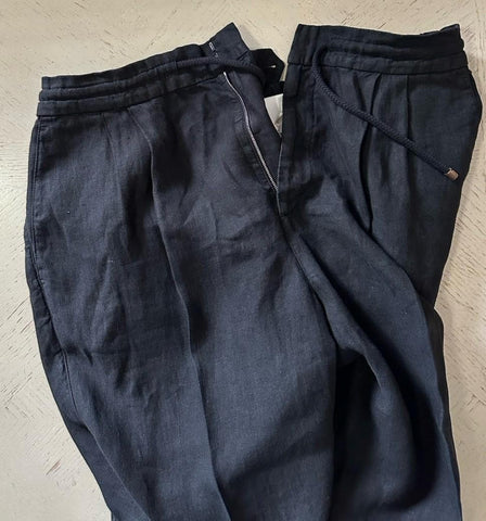 NWT $1250 Brunello Cucinelli Men Linen Drawstring Pants Black 36 US/52 Eu