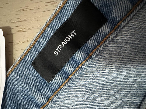 NWT $1350 Balmain Men Monogram Straight-Leg Jeans Pants Blue 32 US