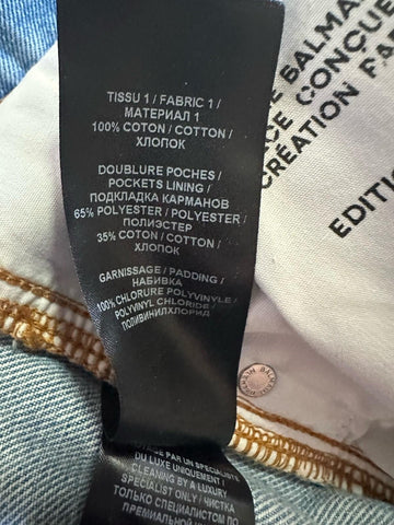 NWT $1350 Balmain Men Monogram Straight-Leg Jeans Pants Blue 32 US