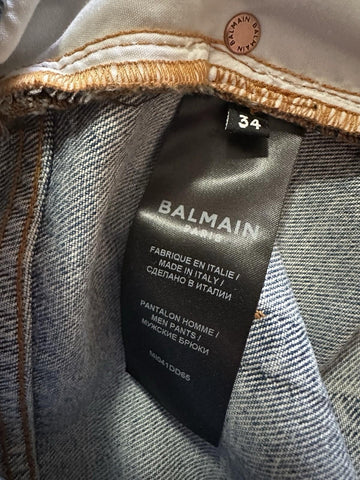 NWT $1290 Balmain Patchwork Jeans Five-Pocket Blue 34 US/50 Eu