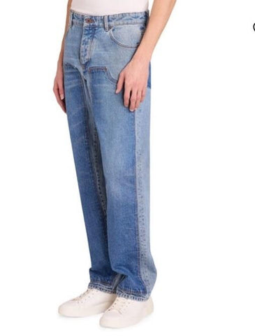 NWT $1290 Balmain Patchwork Jeans Five-Pocket Blue 34 US/50 Eu