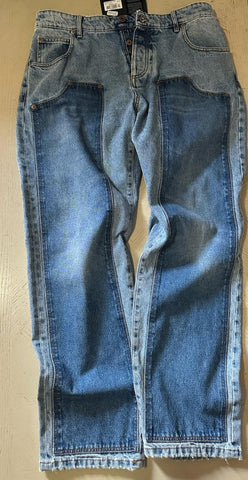 NWT $1290 Balmain Patchwork Jeans Five-Pocket Blue 34 US/50 Eu