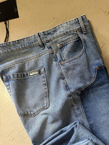 NWT $1290 Balmain Patchwork Jeans Five-Pocket Blue 34 US/50 Eu
