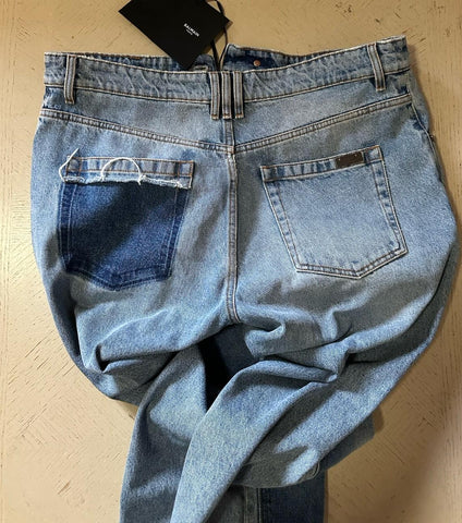NWT $1290 Balmain Patchwork Jeans Five-Pocket Blue 34 US/50 Eu