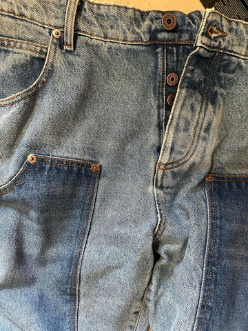 NWT $1290 Balmain Patchwork Jeans Five-Pocket Blue 34 US/50 Eu