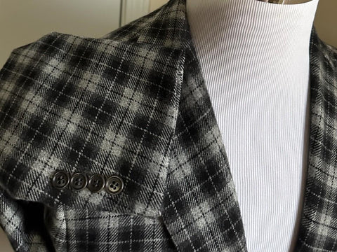 $8995 Kiton Cashmere Sport Coat Jacket Blazer Black/White 40S US/50S Eu