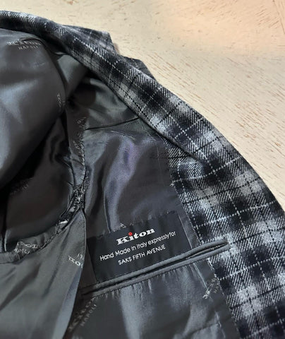 $8995 Kiton Cashmere Sport Coat Jacket Blazer Black/White 40S US/50S Eu