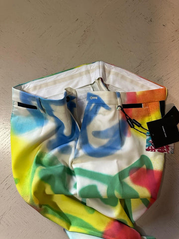 NWT $1595 Dolce&Gabbana Men Sprayed Graffiti Print Tuxedo Pants Mult 36/50 Italy