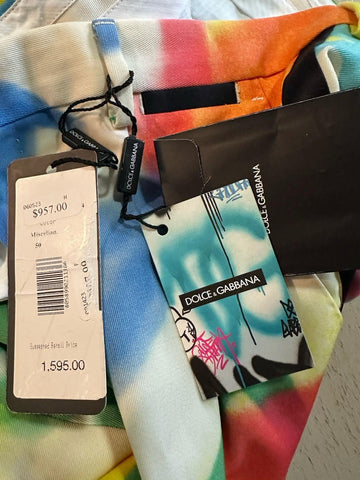 NWT $1595 Dolce&Gabbana Men Sprayed Graffiti Print Tuxedo Pants Mult 36/50 Italy