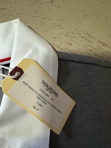New $990 Thom Browne Women Cotton Piqué Mini Polo Dress Grey 40/4 Italy