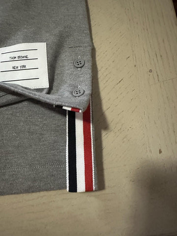 New $990 Thom Browne Women Cotton Piqué Mini Polo Dress Grey 40/4 Italy