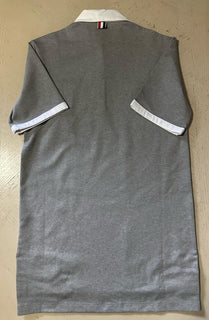 New $990 Thom Browne Women Cotton Piqué Mini Polo Dress Grey 40/4 Italy