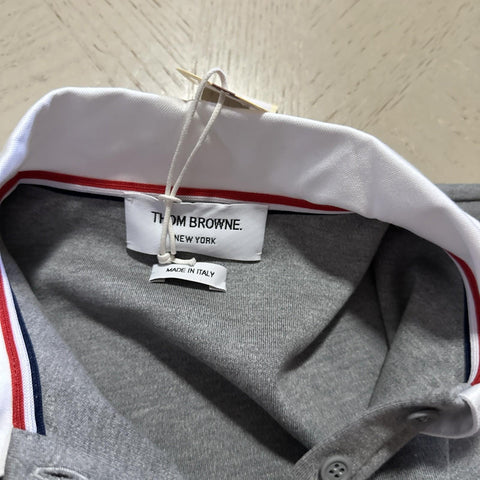 New $990 Thom Browne Women Cotton Piqué Mini Polo Dress Grey 40/4 Italy