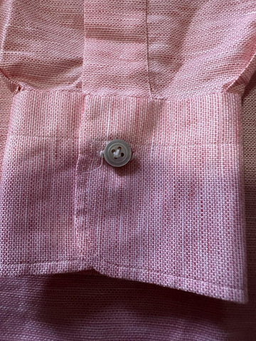 New $1295 Kiton Linen Cotton Button-Up Shirt Pink 40/15.5 Italy