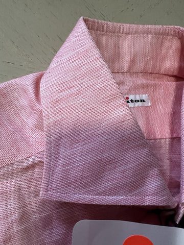 New $1295 Kiton Linen Cotton Button-Up Shirt Pink 40/15.5 Italy