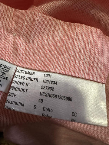 New $1295 Kiton Linen Cotton Button-Up Shirt Pink 40/15.5 Italy