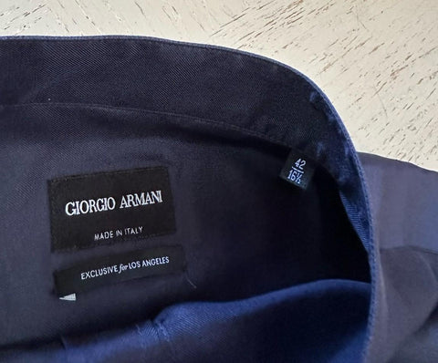 Giorgio Armani Mens Silk Dress Shirt Navy Size 42/16.5 New $1195 Italy