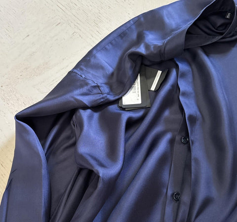 Giorgio Armani Mens Silk Dress Shirt Navy Size 42/16.5 New $1195 Italy