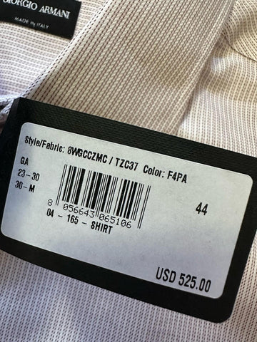 Giorgio Armani Mens Dress Shirt White/LT Pink Size 44/17.5 New $525 Italy