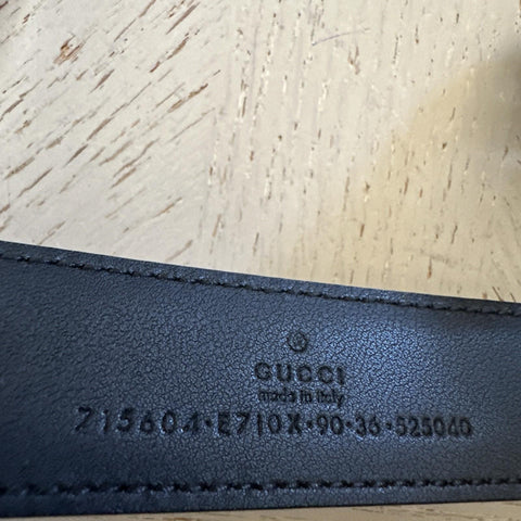 New $2250 Gucci Men Gucci Caiman Crocodile belt GG Buckle Black 90/36 715604