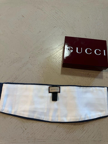 New $890 Gucci Mens GG Monogram Silk cummerbund DK Blue Size M 742202