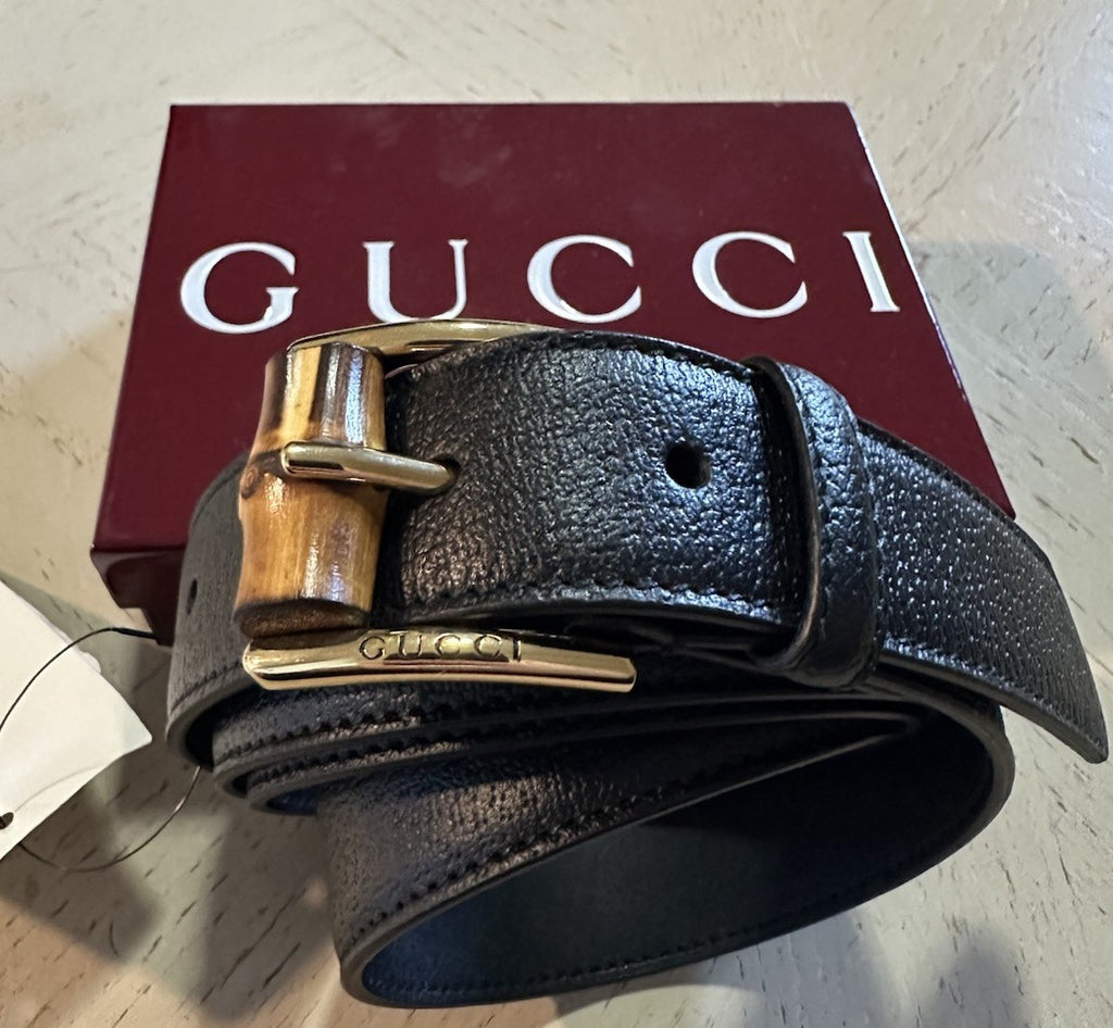 New Gucci Men Belt with bamboo buckle Black 120/48 699954