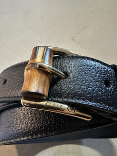 New Gucci Men Belt with bamboo buckle Black 120/48 699954