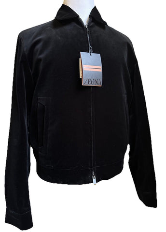 New $3150 ZEGNA Couture Velvet Zipped Jacket Coat Black 40 US/50 Eu Switzerland