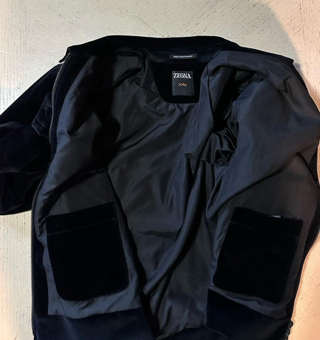 New $3150 ZEGNA Couture Velvet Zipped Jacket Coat Black 40 US/50 Eu Switzerland
