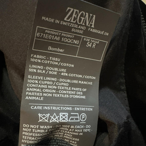 New $3150 ZEGNA Couture Velvet Zipped Jacket Coat Black 44 US/54 Eu Switzerland