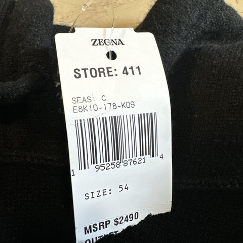 NWT $2490 ZEGNA Cashmere Hoodie Sweater Pullover Black 54 Eu ( XL ) Italy