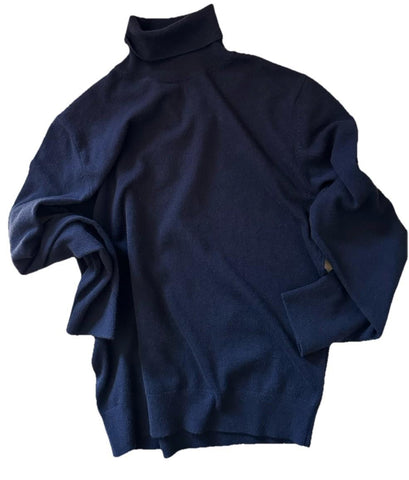 NWT ZEGNA Long Sleeve Cashmere Turtleneck Sweater Navy 50 Eu/M
