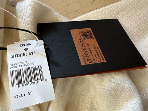 NWT ZEGNA Long Sleeve Cashmere Turtleneck Sweater White 50 Eu/M