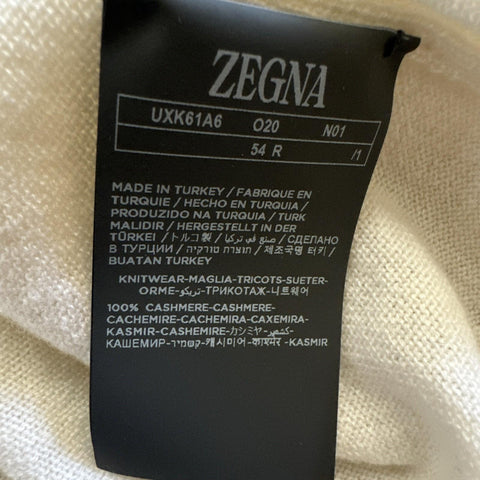 NWT ZEGNA Long Sleeve Cashmere Turtleneck Sweater White 54 Eu/XL