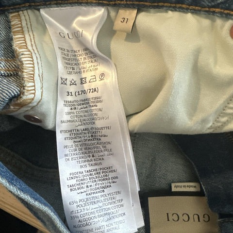 NWT $1100 Gucci Men Jeans Pants Blue Size 31 US 731507
