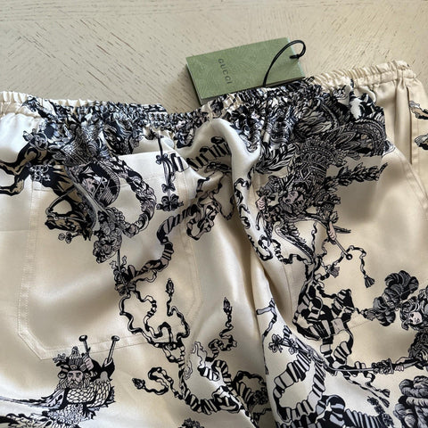 NWT $1350 Gucci Men Drawstring Short Pants Ivory/Black/Mul. Size 38 US/54 Eu